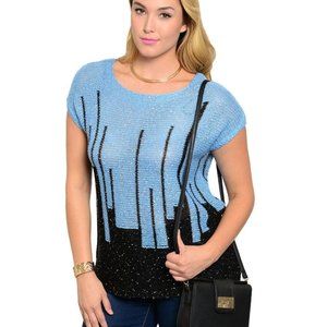 C.O.C. Ladies Sweater Scoop Neck Kimomo-Sleeve Blue Plus Size 2XL  NWD